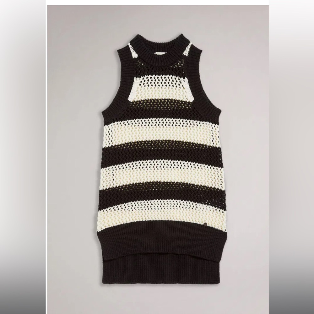 Ted Baker Black and White Striped Knit Tank Top